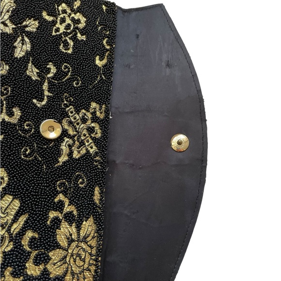 Vintage Elsie Tu Elaborate Hand Beaded Purse Clutch Hong Kong Black Gold - Picture 3 of 11